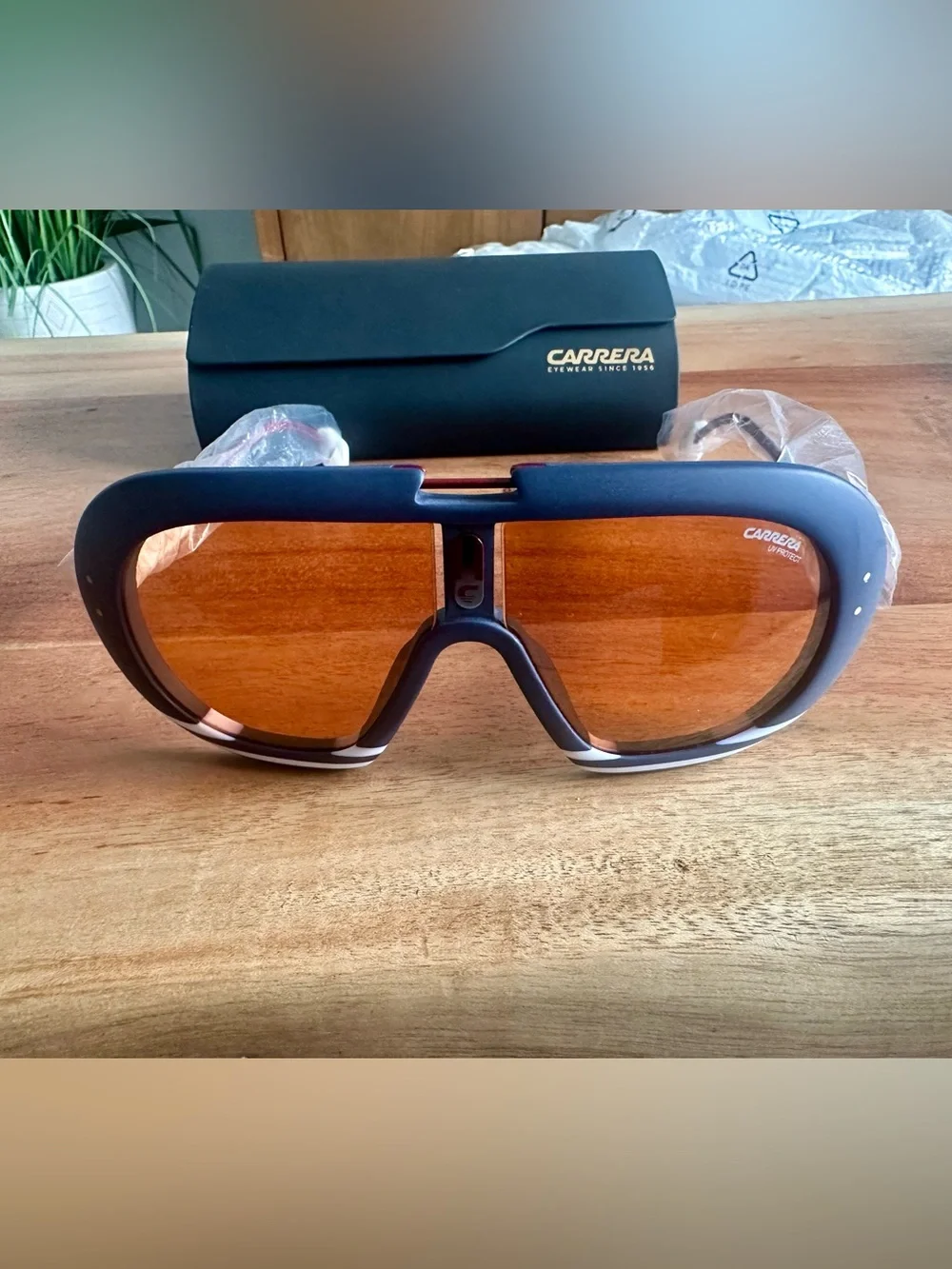 Carrera Men’s Blue Frame Sunglasses with Amber Lenses
